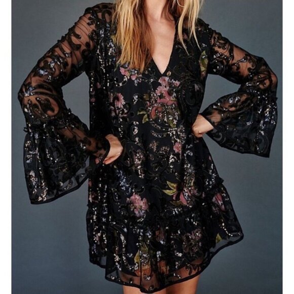 FREE PEOPLE Falling Flowers Frock Mini Dress - Picture 3 of 10
